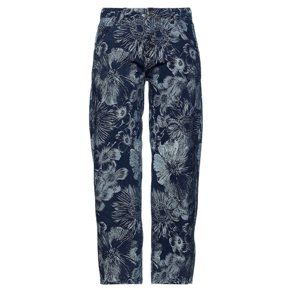 CARLA G. floral design Jeans blue Denim 100% Cotton mid rise pants